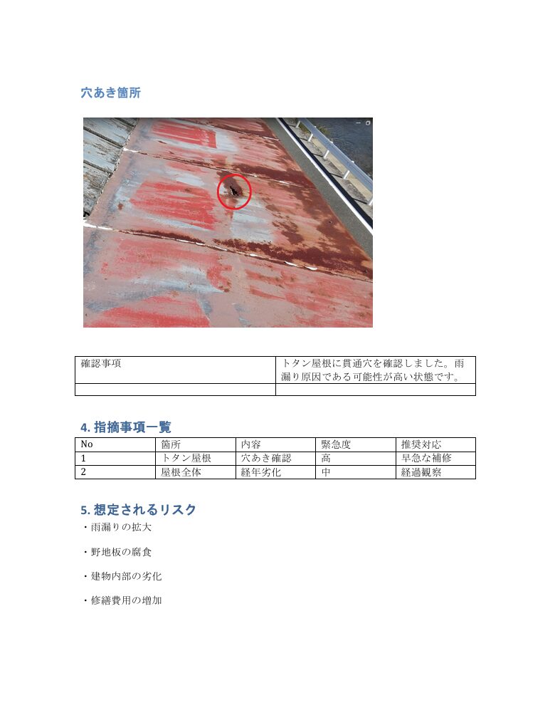 屋根点検報告書サンプル3
